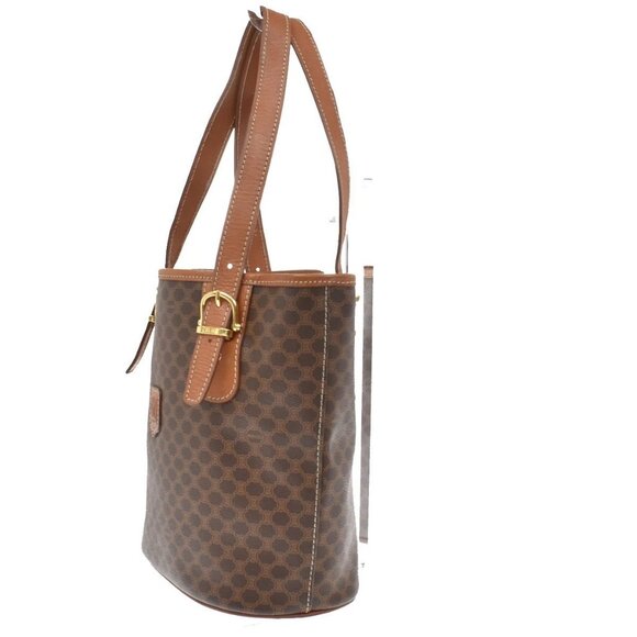 CELINE Logo Macadam Pattern Shoulder Tote Bag PVC Leather Brown GHW 62KB209 - Picture 2 of 15